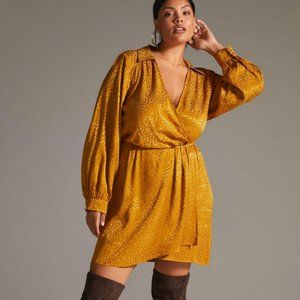By Anthropologie Plus Long-Sleeve Mini Dress Wrap Style V-Neck Plus Size 3X New